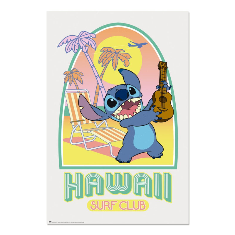 Poster Disney Stitch Hawaii Club Surf