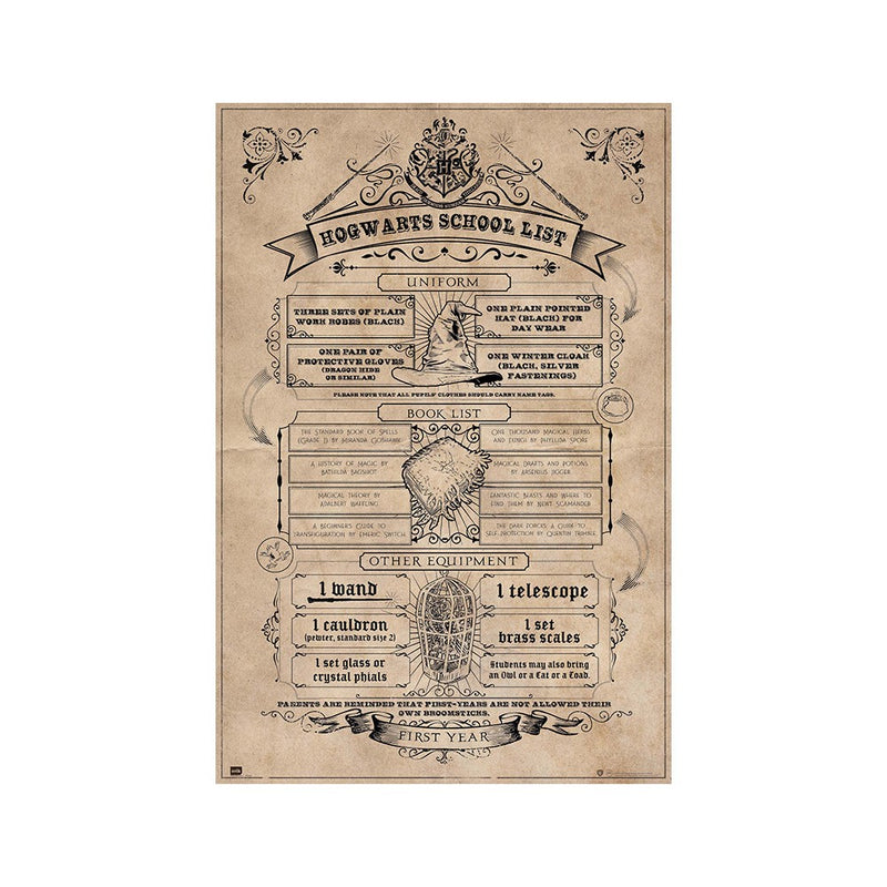 Poster Harry Potter Hogwarts School List